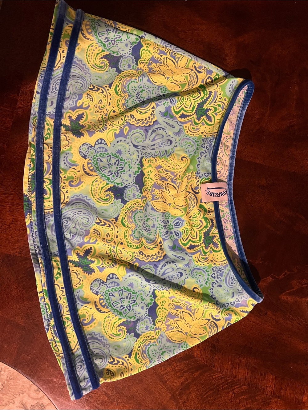 Surfside Paisley Print Swim Skirt with Blue Trim